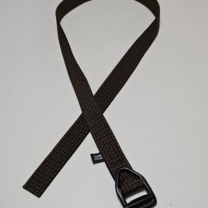 Bison Designs Mens Brown Webbing Belt with Black Buckle Size M